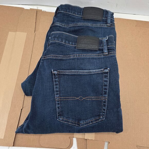 Lucky Brand 223 Straight Dark Blue Denim Jeans Mens Size 36X32 5 Pocket Pants 2 - Picture 2 of 11